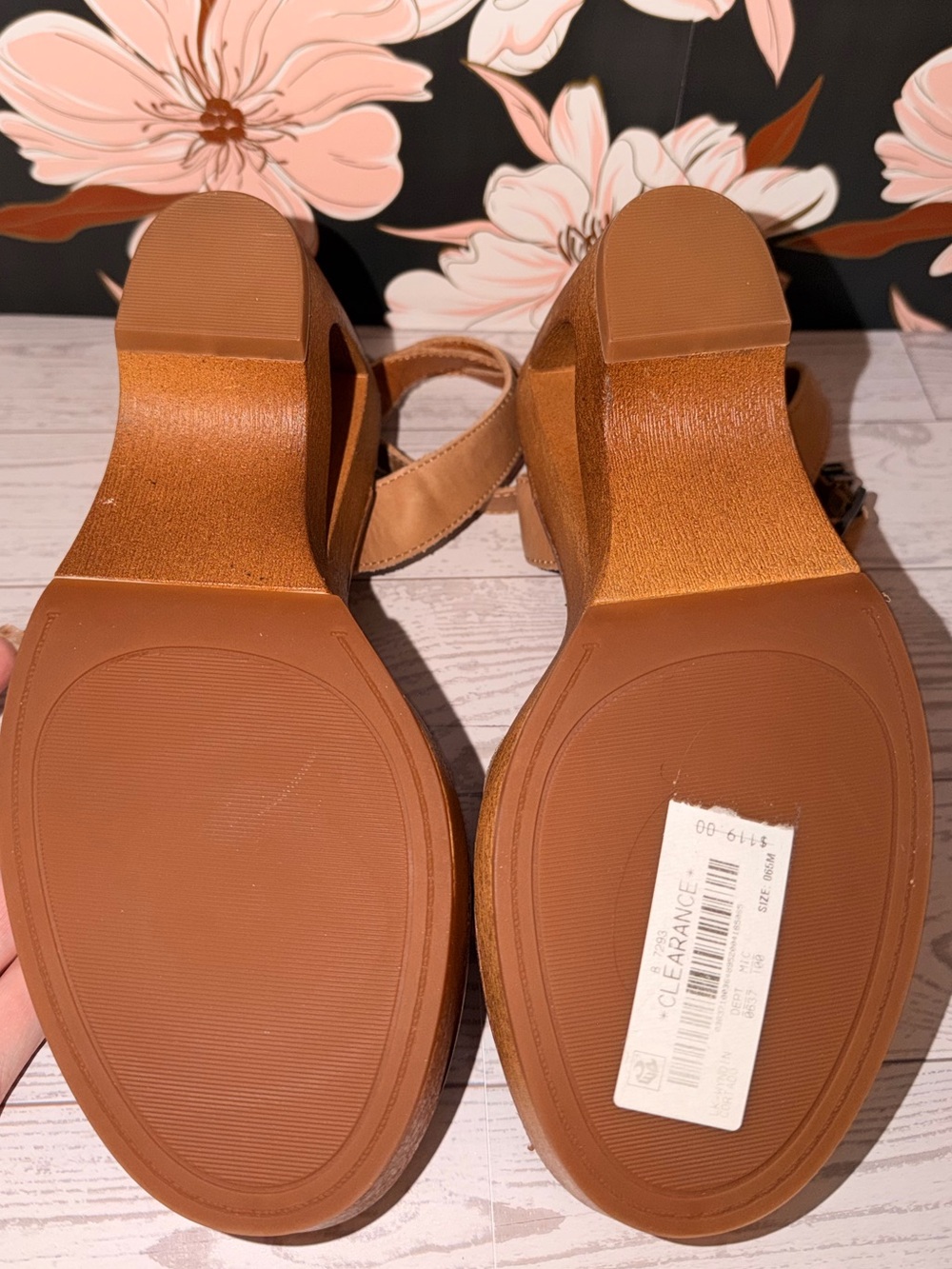 Lucky Brand Wyndin Tan Leather Platform Wedge Sandals 6.5 / 37 NWT - Picture 3 of 10